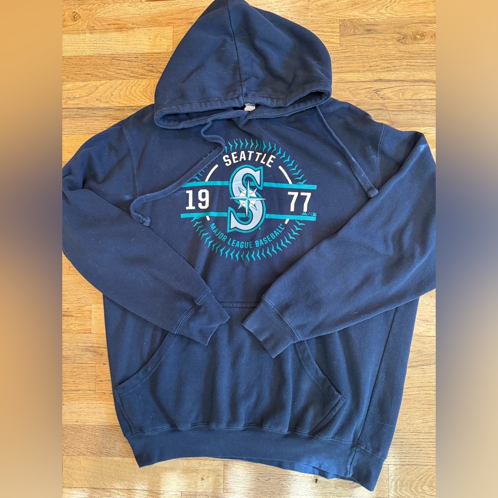 Seattle Mariners Navy Blue Hoodie LARGE